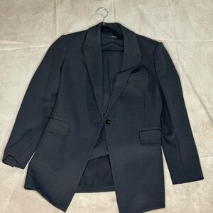 Theory Black Tailored Blazer & Trouser Wool Set